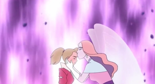 Angella kissing Adora on the forehead