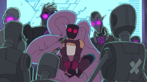 Entrapta surrounded by robots